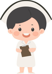Illustration of Nurse Holding Clipboard cartoon