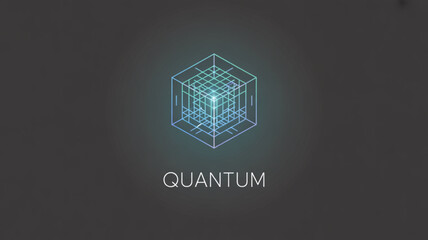 A modern quantum computing logo featuring a glowing cube grid, ideal for technology, science, or innovative business branding