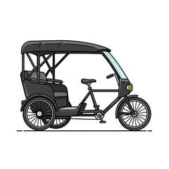 Fototapeta premium Black and White Electric Rickshaw Tricycle Illustration Isolated on White