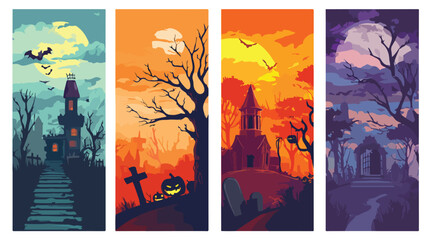 Spooky Halloween Poster Design Collection for Banner Sets
