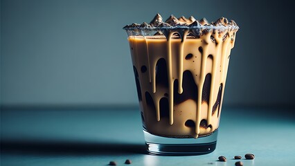 A glass of Cold coffee with chocolate and ice cream in it 