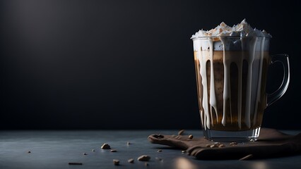 A glass of Cold coffee with chocolate and ice cream in it 
