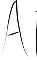 Artistic brush stroke capital letter ai monogram with elegant flowing lines vector