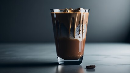 A glass of Cold coffee with chocolate and ice cream in it 