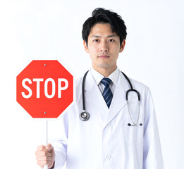 ストップサインを出す男性医師