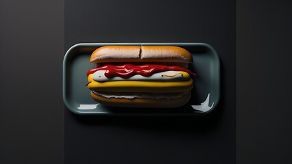 hot dog with ketchup and mustard
