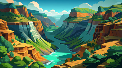 Blyde River Canyon in South Africa unfolds with verdant cliffs and turquoise waters, dramatic viewpoints revealing a lush gorge sculpted by time, one of the world’s largest green canyons.