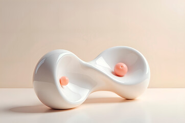 Abstract White Sculpture with Spheres: Modern Art and Design Con