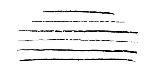 Crayon line stroke. Pencil sketch vector scribble. Hand drawn chalk brush with texture for border. Thin and rough emphasis art set. Abstract black marker paint underline kid draw on paper element.