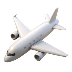 Fototapeta premium Stylized white airplane 3d render isolated on a transparent background aircraft transport