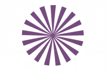 Vintage sunburst radial lines converging centrally, transparent background showcasing abstract graphic design element with purple gradient
