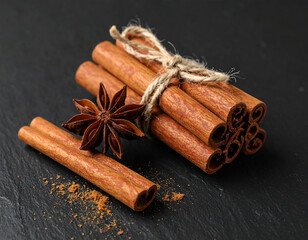 Aromatic cinnamon sticks and star anise