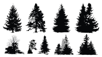 Christmas Tree Silhouette Vector Illustration for Festive Designs and Holiday Decorations