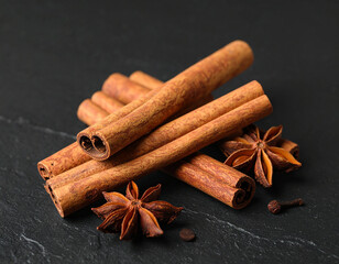 Aromatic cinnamon sticks and star anise