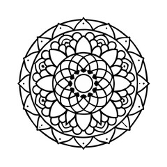 Fototapeta premium Intricate black and white mandala design featuring floral patterns for coloring and relaxation 