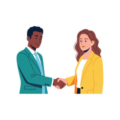 Diverse Business People Handshake Vector Illustration