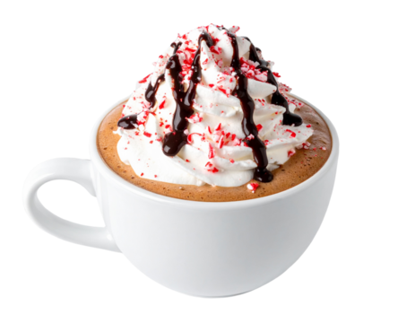 Festive Peppermint Mocha Mug PNG – Holiday Coffee Drink Transparent Background