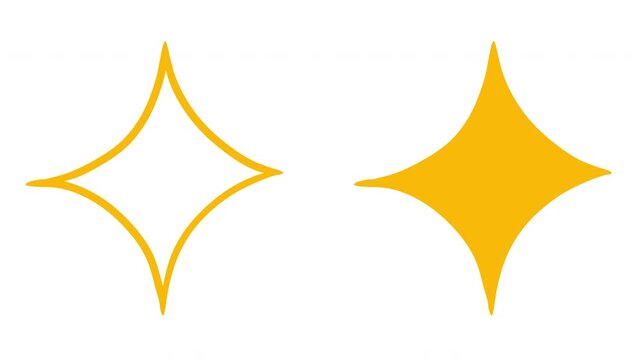 Cartoon doodle animation twinkling star. Hand draw abstract motion element in color and monochrome version.