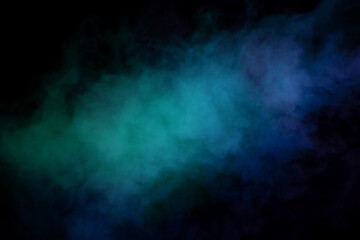 Blue and green steam on a black background.