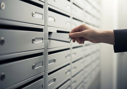 Person Retrieving Mail From Mailbox.
