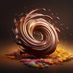 Chocolate Vortex Mockup with Vibrant Candy Surround