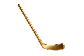 Golden hockey stick on a transparent background. Sport. Prestige.