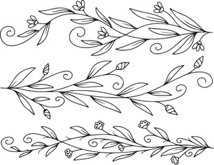 Fototapeta premium Leaf Border Vector Frame – Decorative, Botanical, Nature, Plant, Outline, Sketch, Garden, Elegant, Floral, Organic, Vintage, Natural, Hand Drawn, Frame, Green, Graphic, Ornament, Illustration