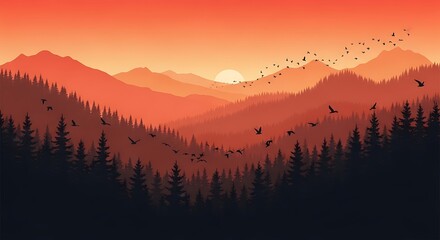 Obraz premium Sunrise Mountain Landscape View.