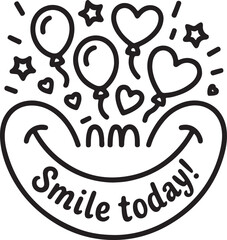 playful smiley face balloons hearts stars confetti vector