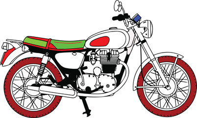 Fototapeta premium Colorful Illustration of a Vintage Motorcycle motorbike