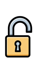 Open padlock icon symbolizing security and access.