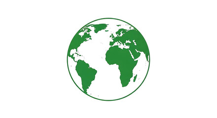 Obraz premium A green earth globe showing continents on a white background in a simplistic illustration style ai generated