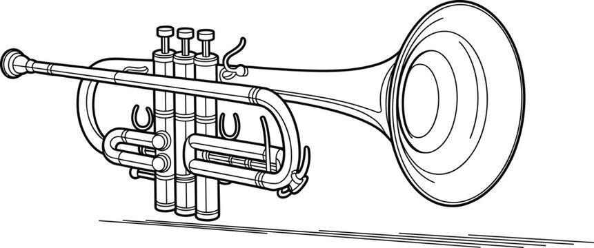 black and white trumpet musical instrument clip art preview