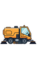 Naklejka premium Orange Street Sweeper Truck Illustration.