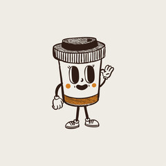 Cute Smiling Coffee Cup Mascot Illustration