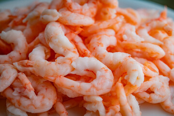 Close up of cooked shrimp on plate