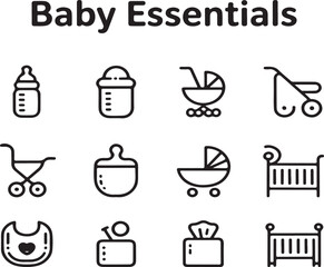 A set of baby essential icons