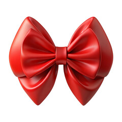 Bright red satin ribbon bow isolated on a transparent background gift