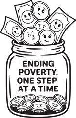 imperfect coins and bills vector illustration for poverty day