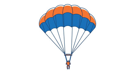 Parachutist Descending with Colorful Parachute.