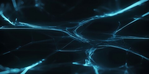 Dynamic network connections glowing blue on black background, representing digital data flow and high-tech communication, modern and innovative