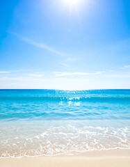 Tranquil beach scene under a vibrant blue sky