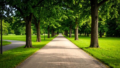 Obraz premium Park path lined with trees