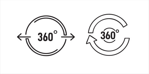Minimal 360-degree video symbol in black and white vector style, great for VR, immersive video, and multimedia projects.
