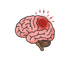 brain aneurysm with red lightning indicating neurological damage and health issues perfect for medical publications illustrating stroke and illness.