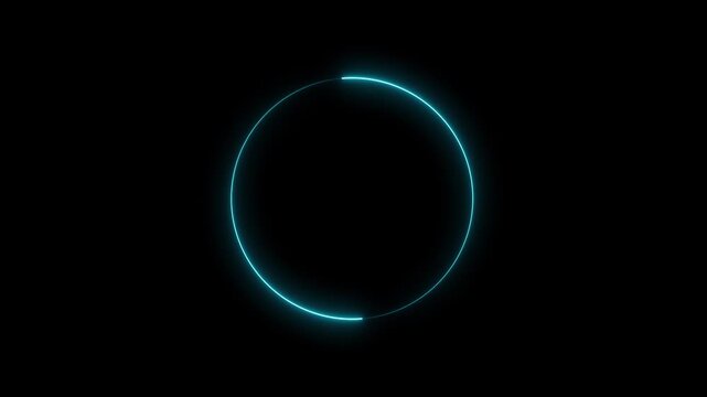 Animated glowing neon circular line frame animation. neon ellipse circle border loop icon. bright glowing load circle outline, ring circle looping animation. 