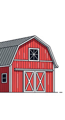 Red Barn with White Trim and Double Doors 1.