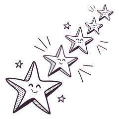 Vector art of cute stars, a whimsical celestial pattern with smiling faces, perfect for childrens designs and playful, dreamy themes