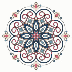 Vector art of elegant mandala design featuring intricate floral patterns and symmetrical shapes, creating a visually appealing and harmonious composition