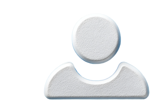 Simple White User Icon on Transparent Background for Various Digital Applications and User Interface Design Elements